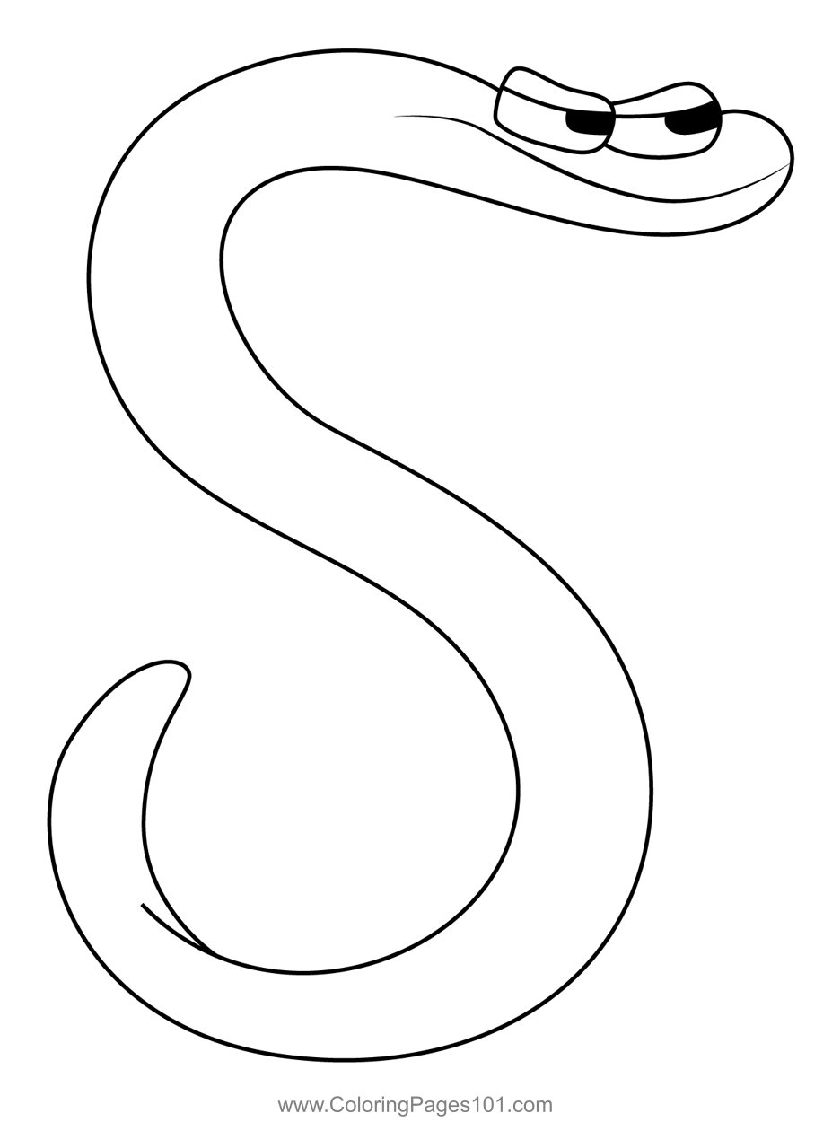 S alphabet lore coloring page for kids