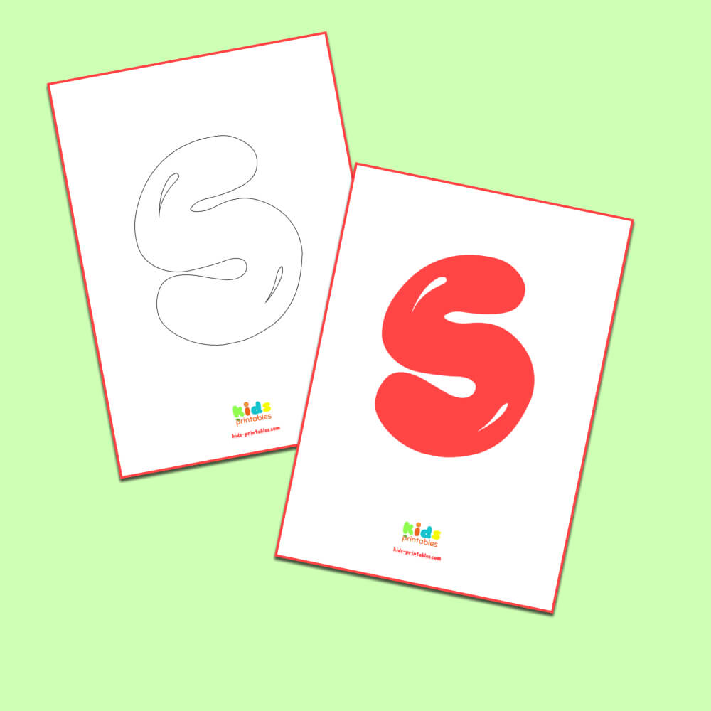 Printable bubble letter s coloring page kids