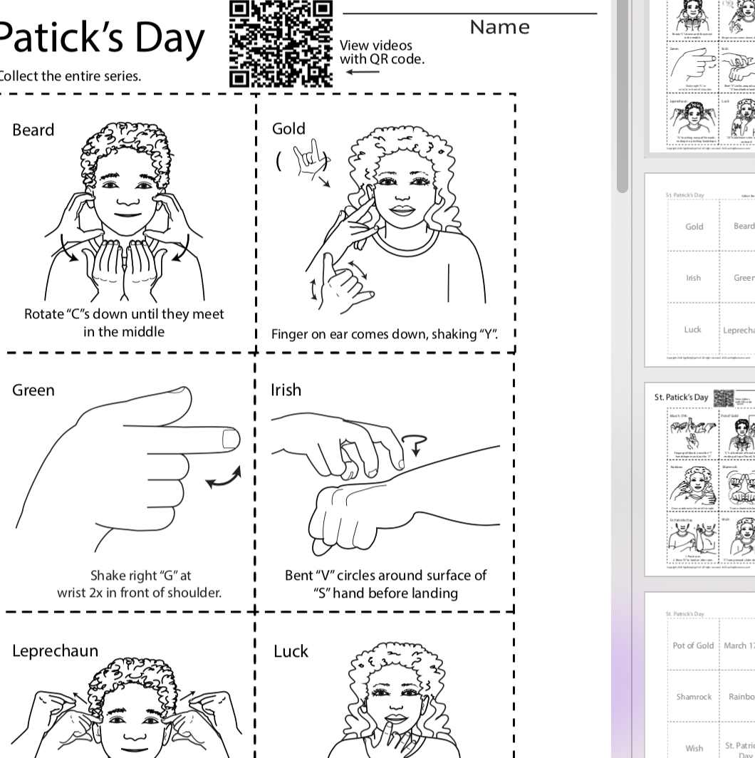 Asl flash cards st patricks day