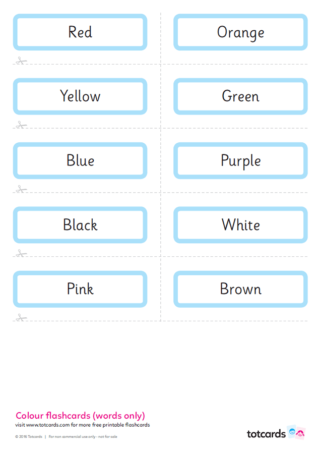 Free colour flashcards for kids