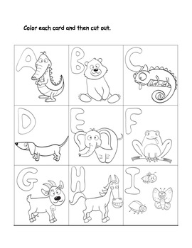 Alphabet flash cards to color