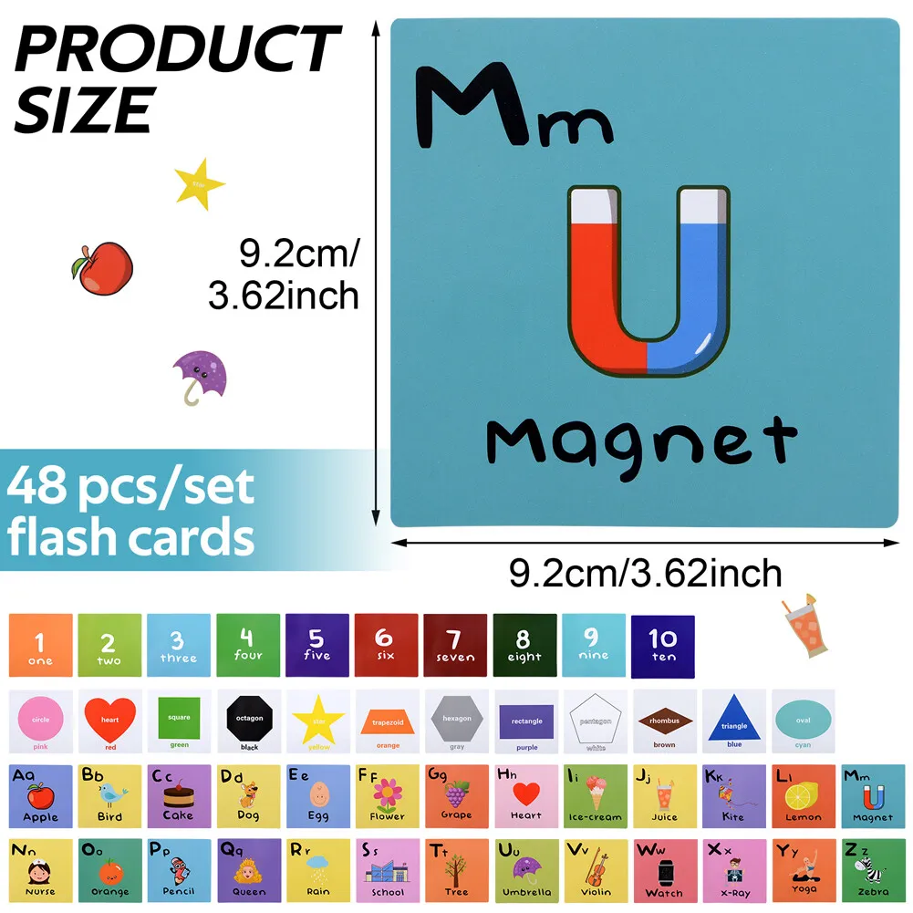 Nursery word flash card set alphabet number regnize graphics lor kids