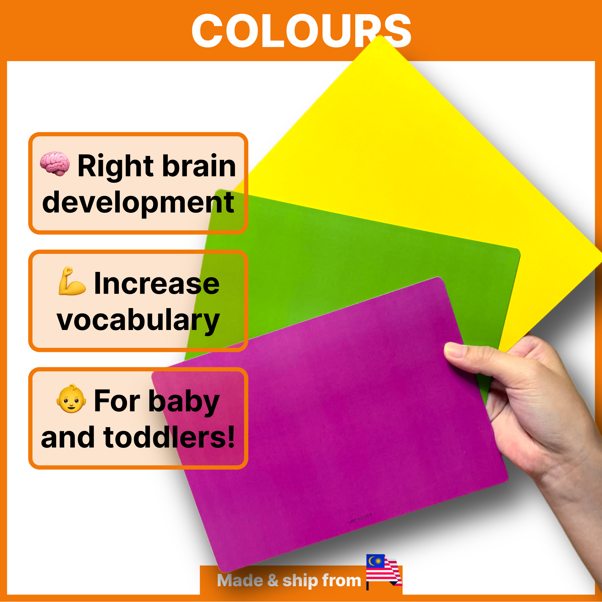 Colours flash cards for kids baby color warna big flash card flashcard flashcards bayi toys educational â learn with cc