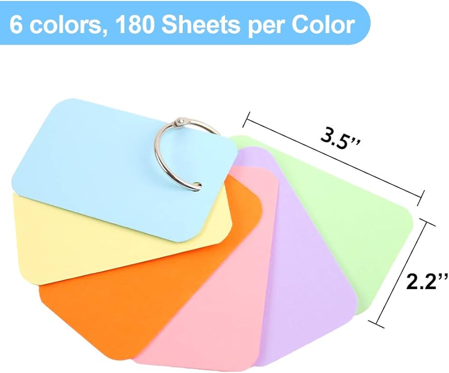 Koogel pcs colored index cards kinds colored notecards index cards flash cards blank for school learning memory recipe cards child s game office products