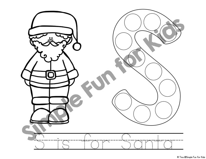 Day s is for santa dot marker coloring pages