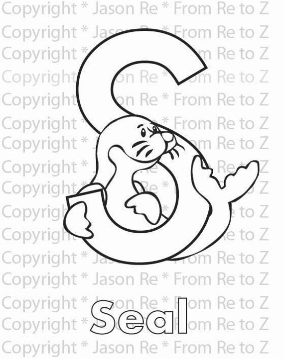 S is for seal abcs coloring page alphabet printable digital download letter s classrooms and children of all ages