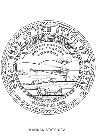 Kansas state seal coloring page free printable coloring pages