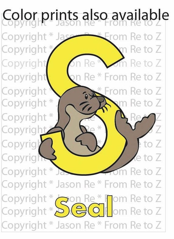 S is for seal abcs coloring page alphabet printable digital download letter s classrooms and children of all ages