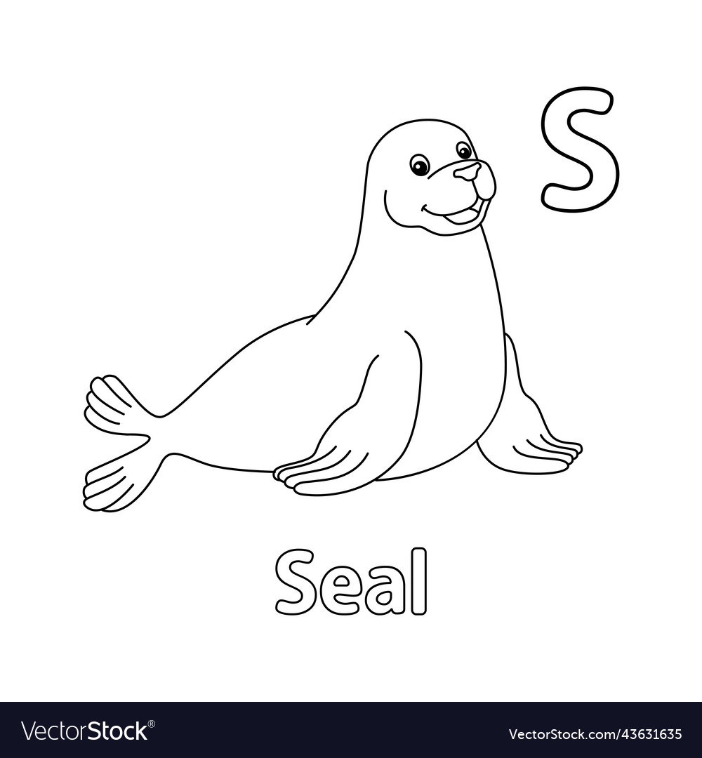 Seal alphabet abc coloring page s royalty free vector image