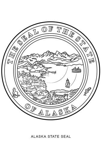 Alaska state seal coloring page free printable coloring pages