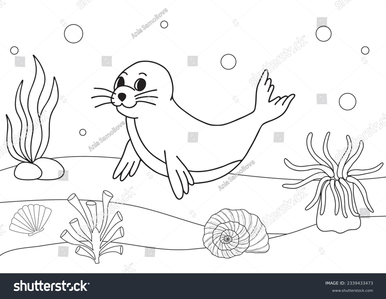 Stock vektor âcute cartoon fur seal coloring bookâ bez autorskãch poplatkå