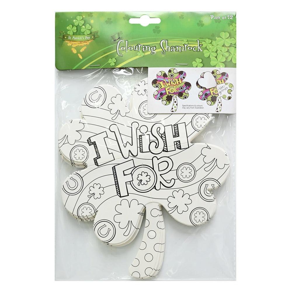 St patricks day colouring shamrock pack of