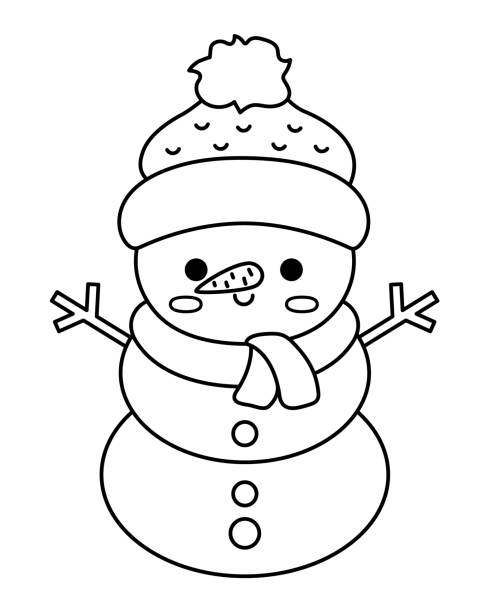 Cartoon snowman coloring book stock illustrations royalty