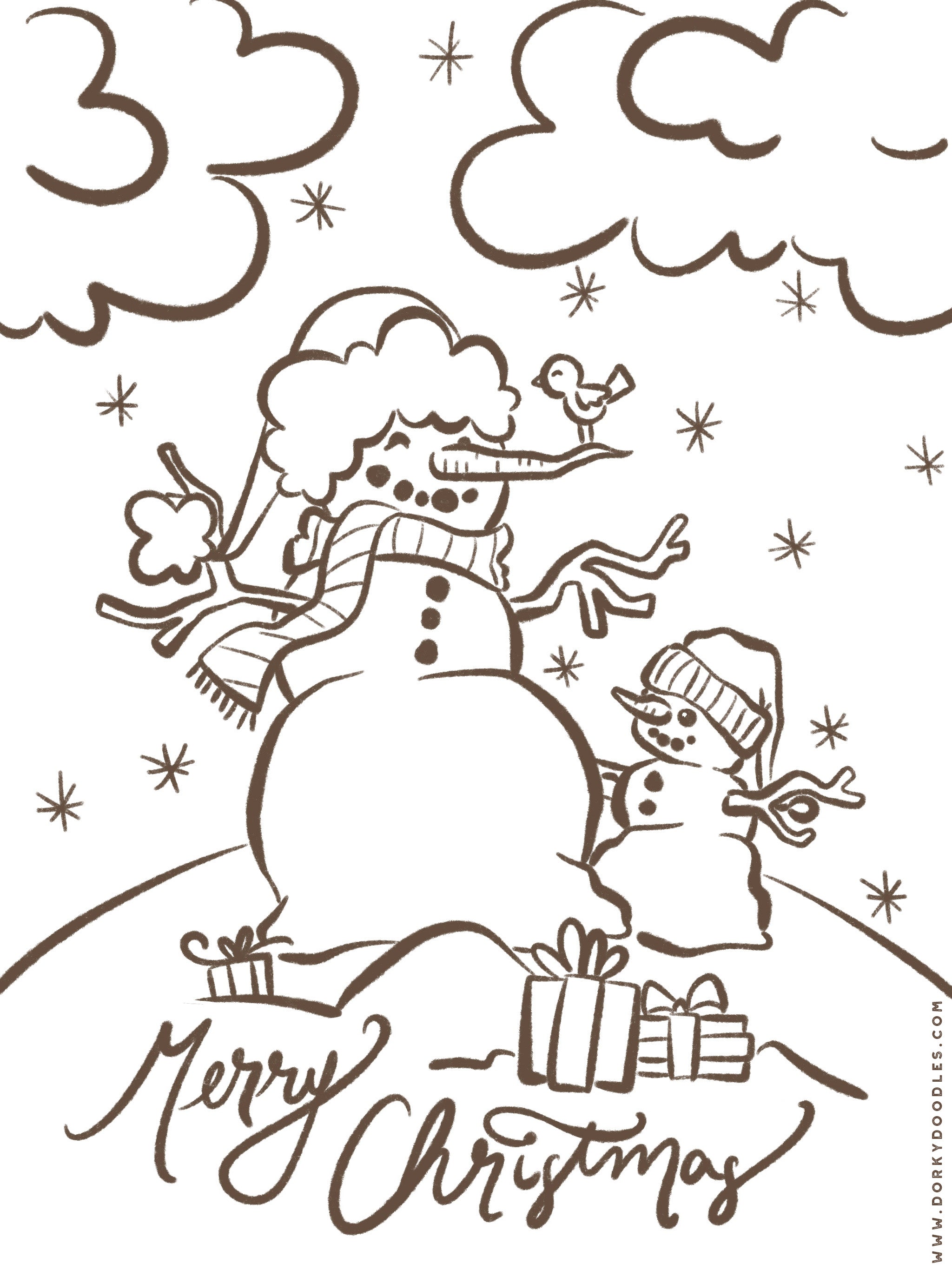 Free christmas coloring page â dorky doodles