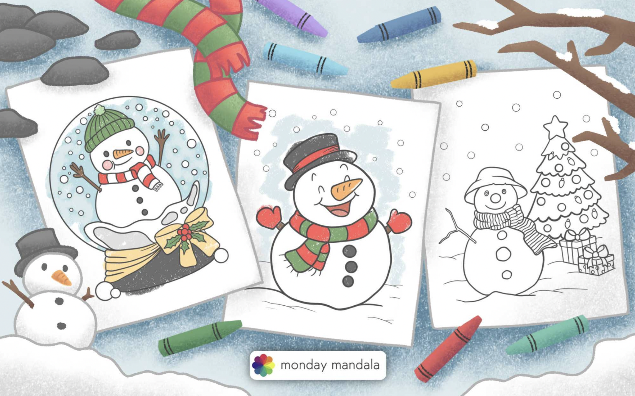 Snowman coloring pages free pdf printables