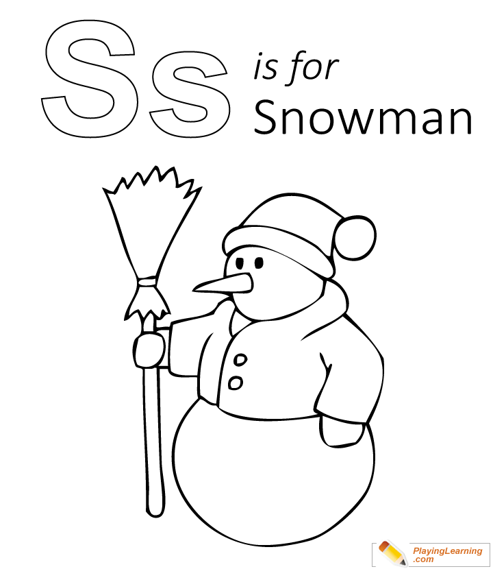 S is for snowman coloring page free s is for snowman coloring page