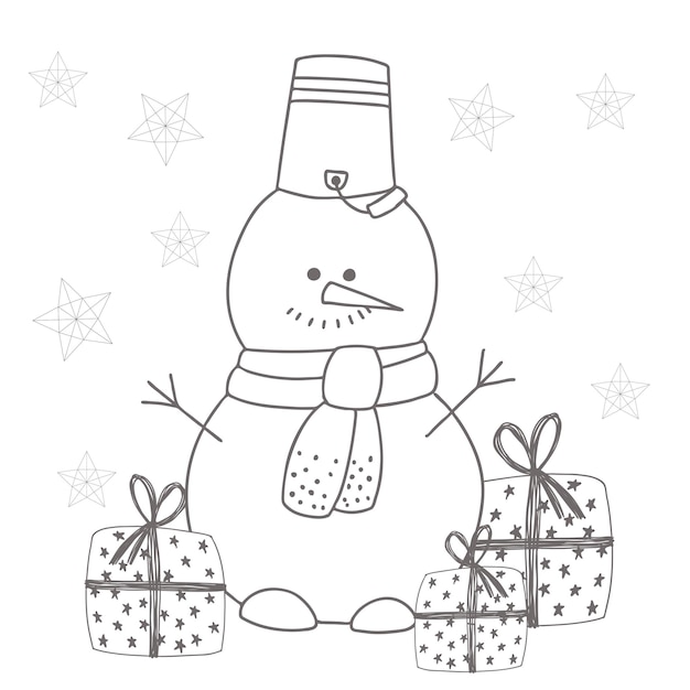 Premium vector snowman coloring sculpture from snow childrens illustration a snowman