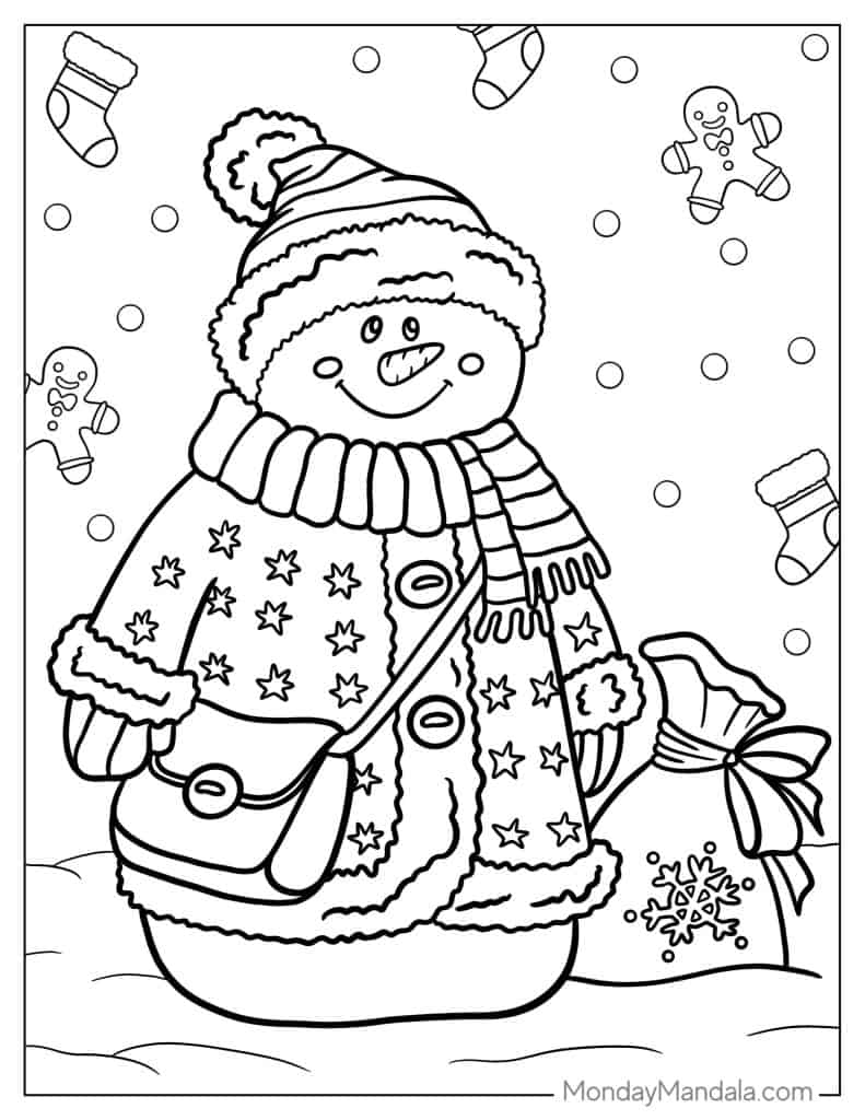 Snowman coloring pages free pdf printables