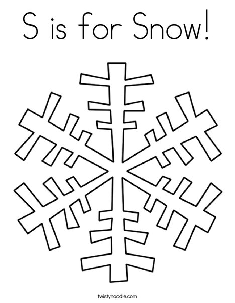 S is for snow coloring page