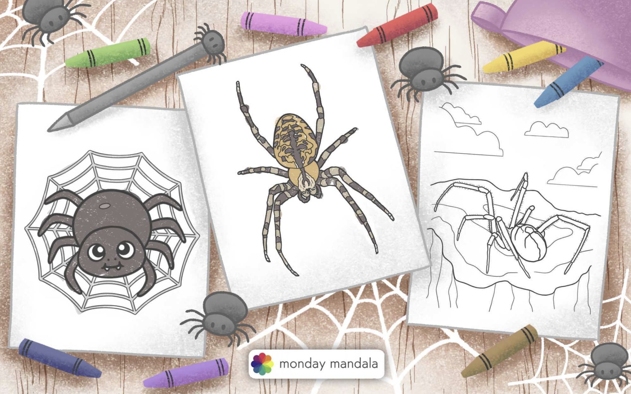 Spider coloring pages free pdf printables