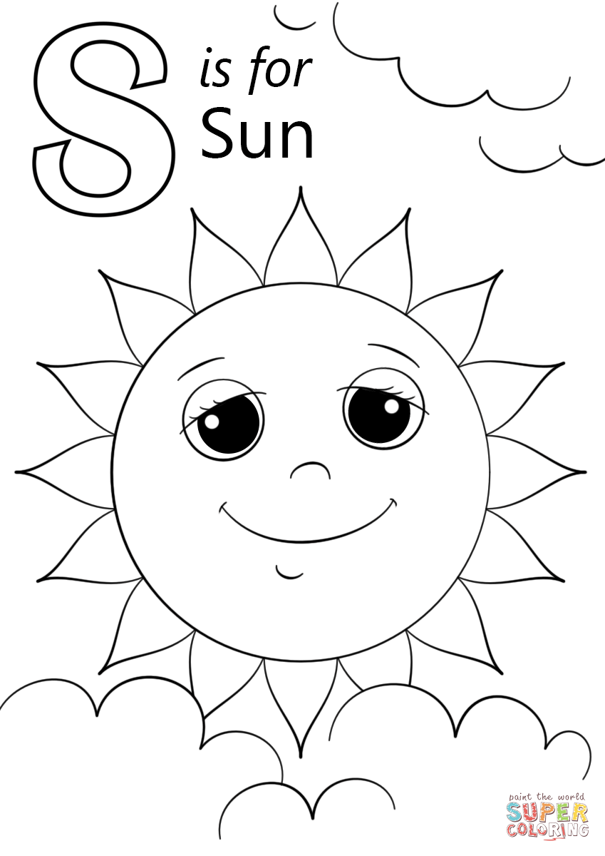 Letter s is for sun coloring page free printable coloring pages