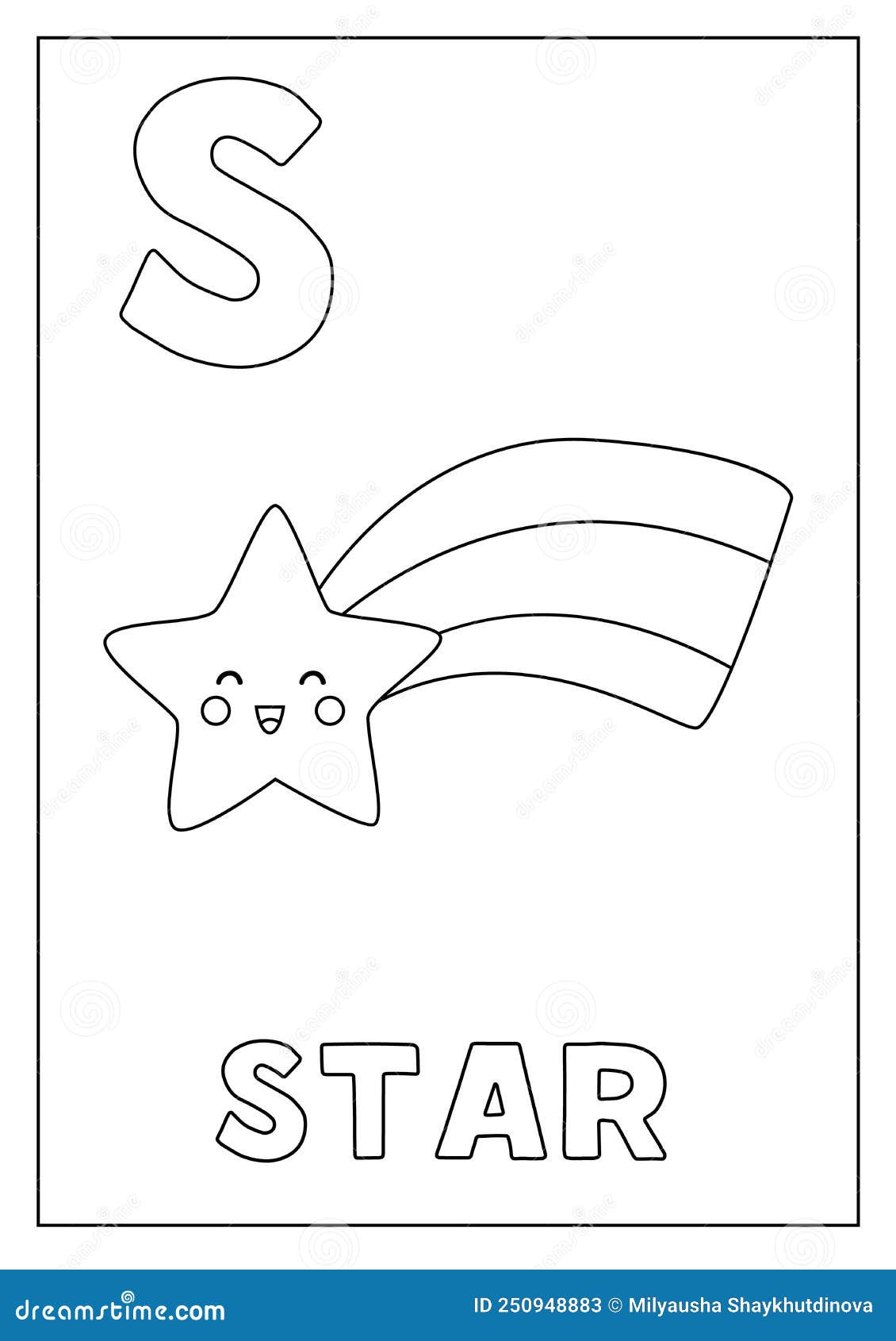 Learning english alphabet for kids letter s cute star stock vector