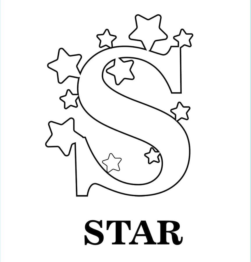 Get this star coloring pages letter s is for stars