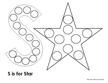 S is for star dot art by miss sues skills success tpt