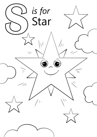 Letter s is for star coloring page from letter s category select from printable craâ alphabet coloring pages star coloring pages preschool coloring pages