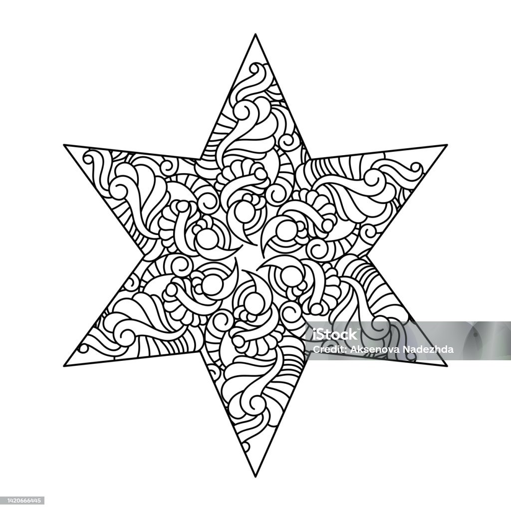 Star coloring pages abstract patterned vector illustration hand drawn mandala for design stock illustration