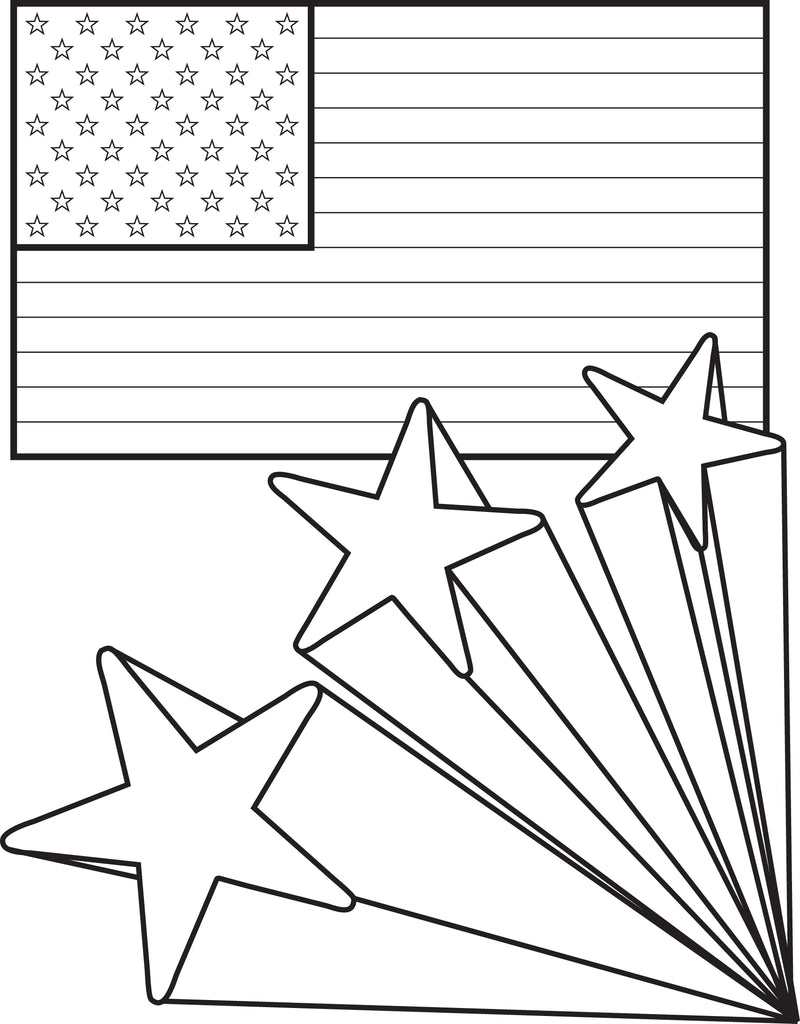 Printable american flag with stars th of july coloring page for kids â