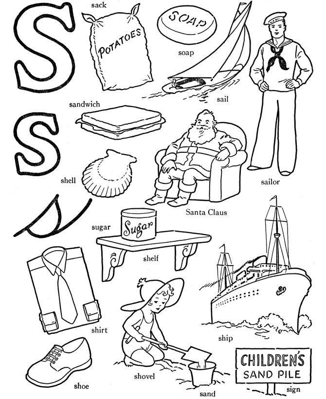 Letter s object coloring page coloring pages star coloring pages free coloring pages