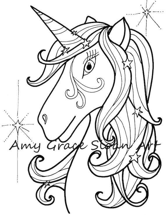 Star unicorn coloring page