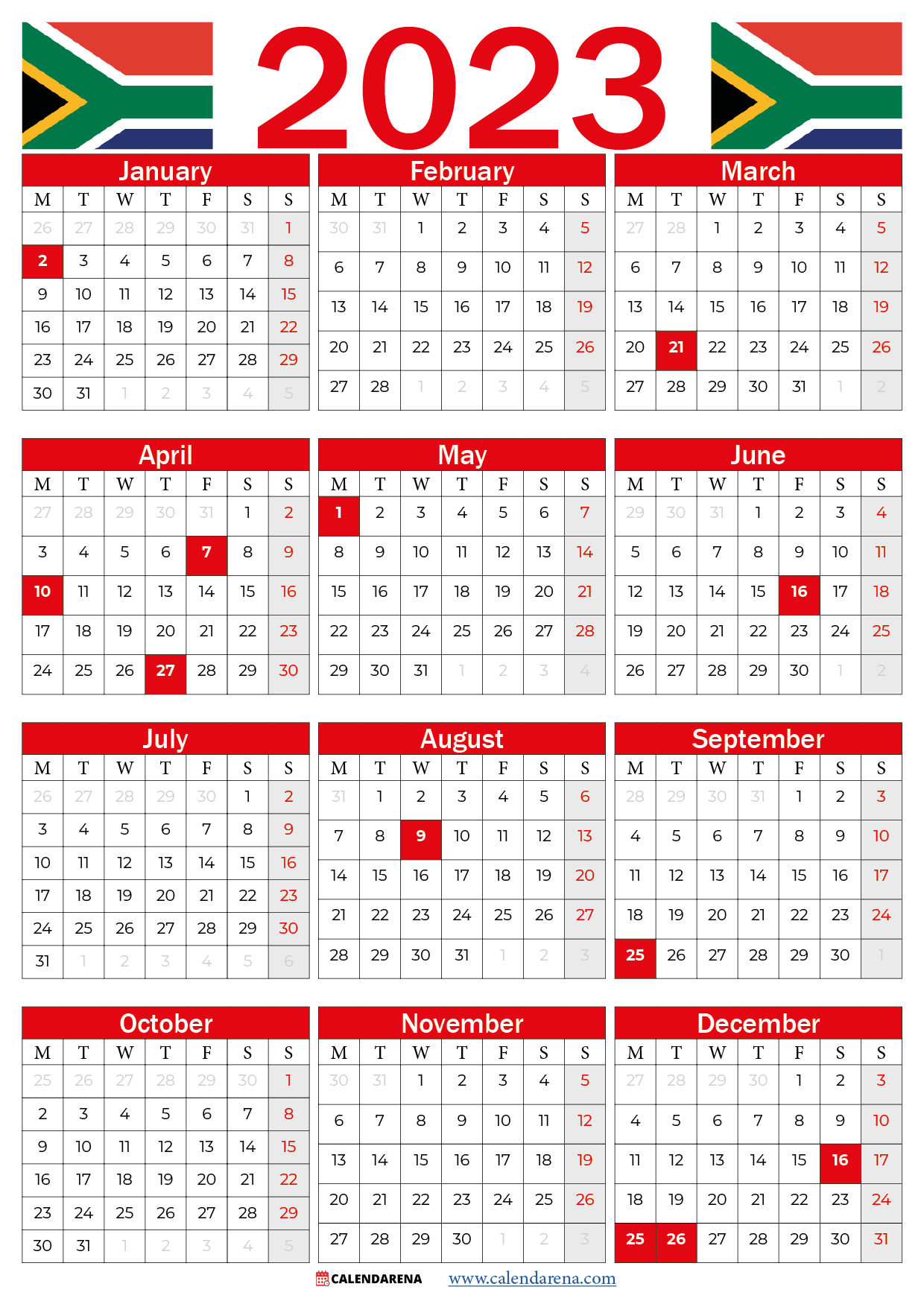 Calendar south africa with public holidays red calendar uk calendar australia holiday prtables