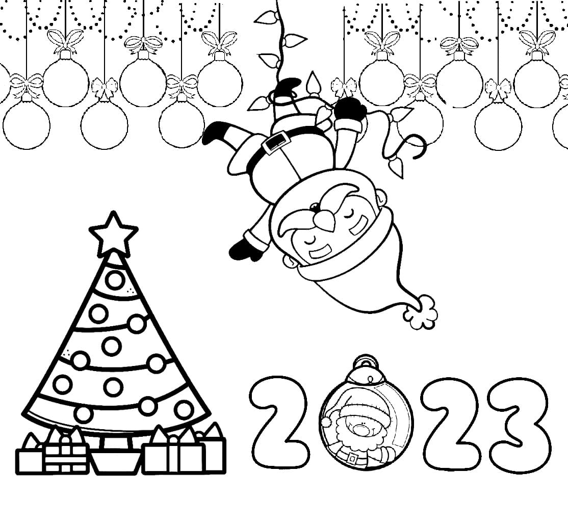 Merry christmas with santa claus coloring page