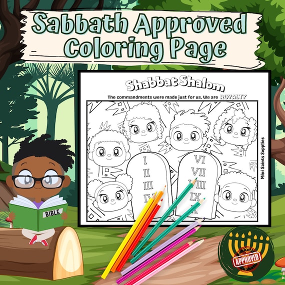 Sabbath coloring page melanated children mandments printable bible activity jewish homeschool hebrew israelite shabbat school download now