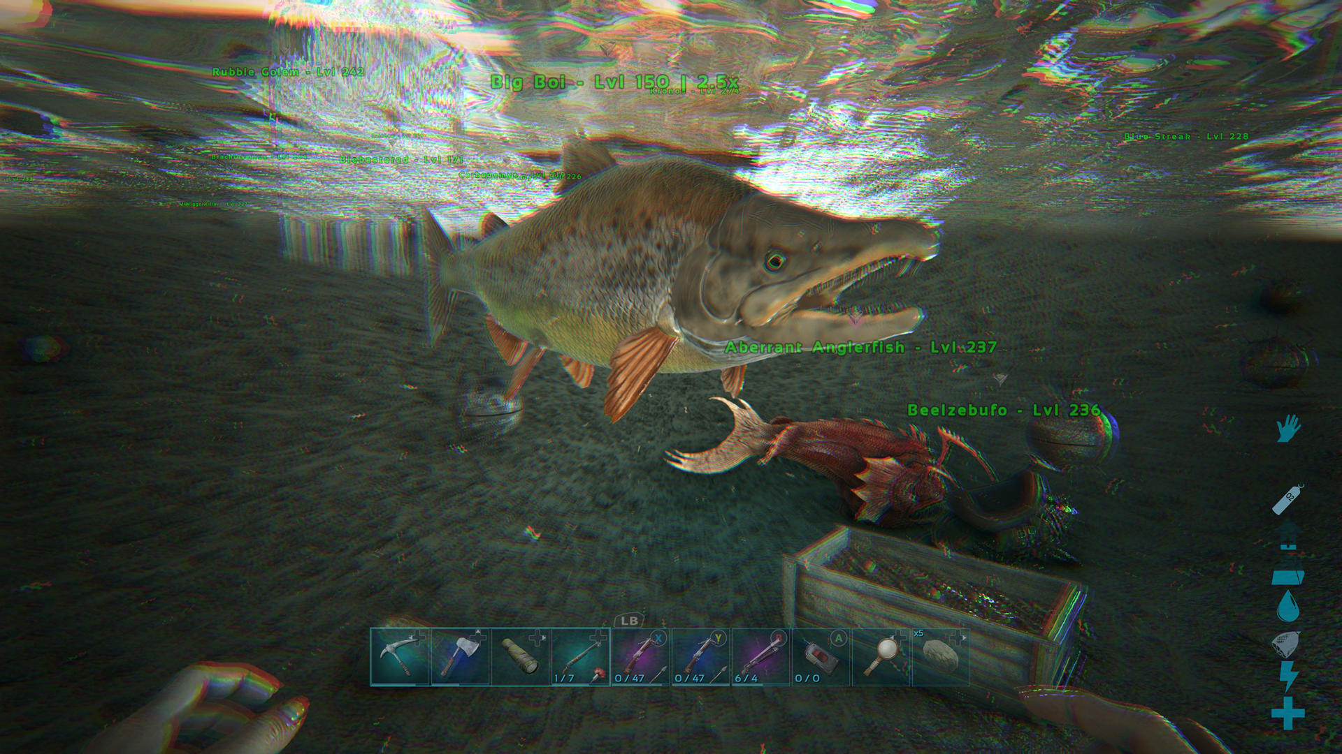 I wanted to share my giant sabertooth salmon i found and tamed rark