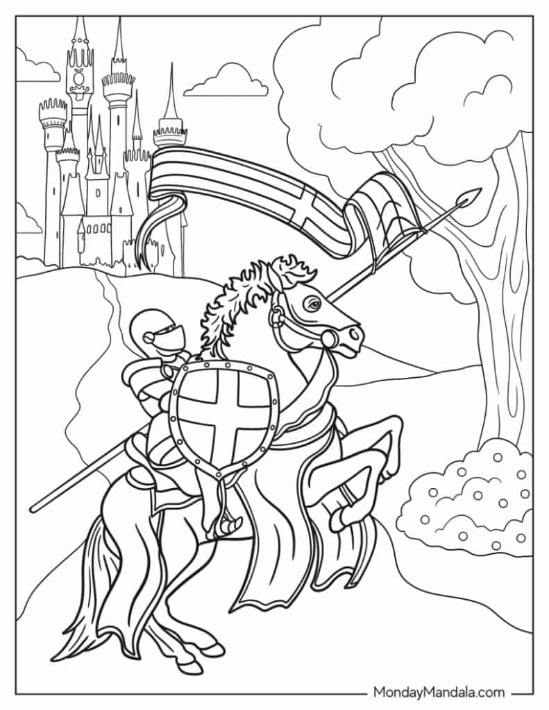 Knight coloring pages free pdf printables