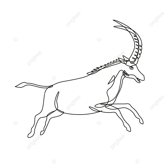 Continuous line drawing of a leaping hippotragus niger also known as the black sable antelope photo background and picture for free download