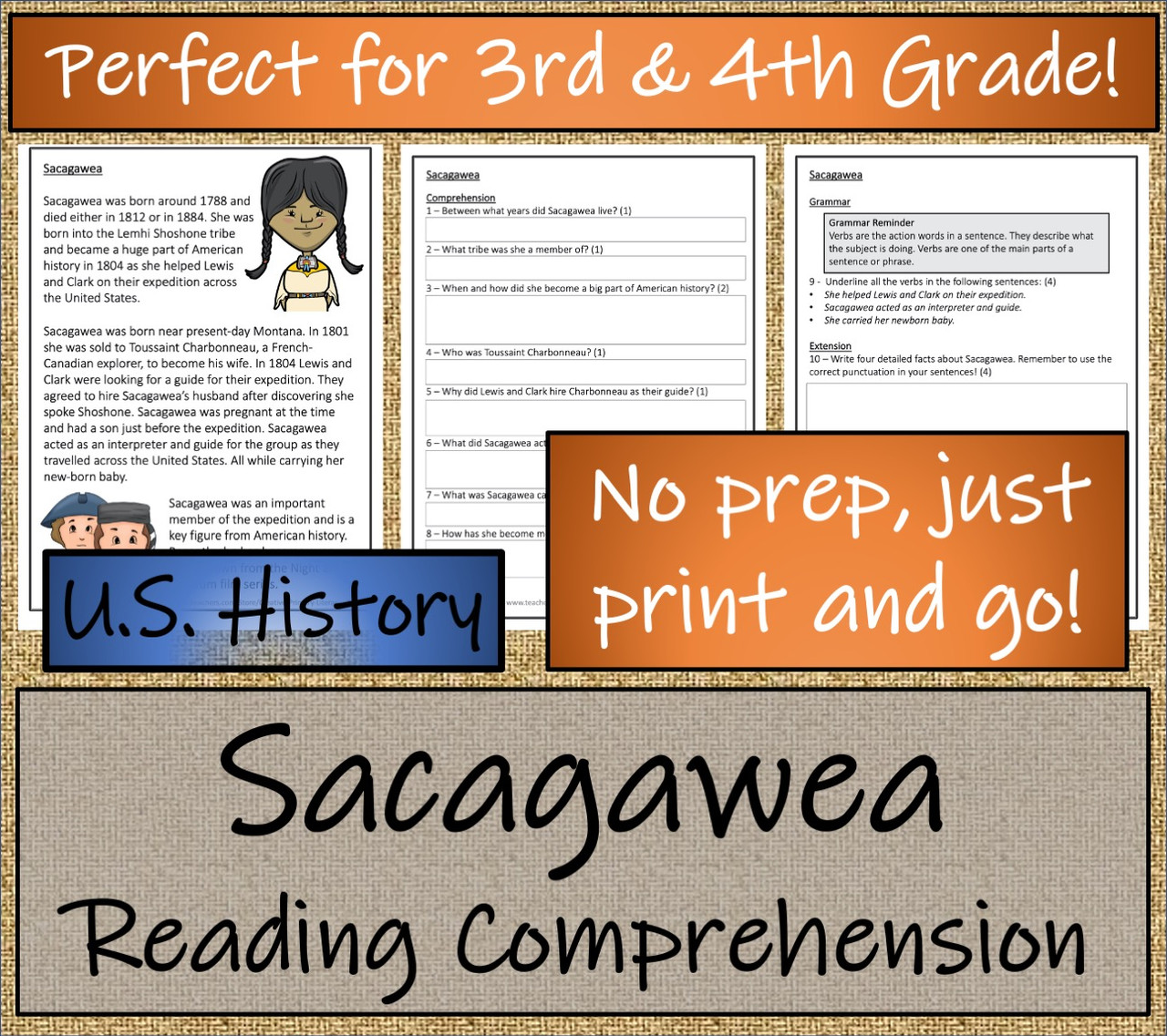 Sacagawea close reading activity rd grade th grade