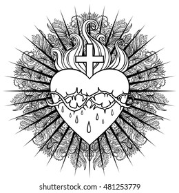 Sacred heart jesus vector illustration isolated stock vector royalty free