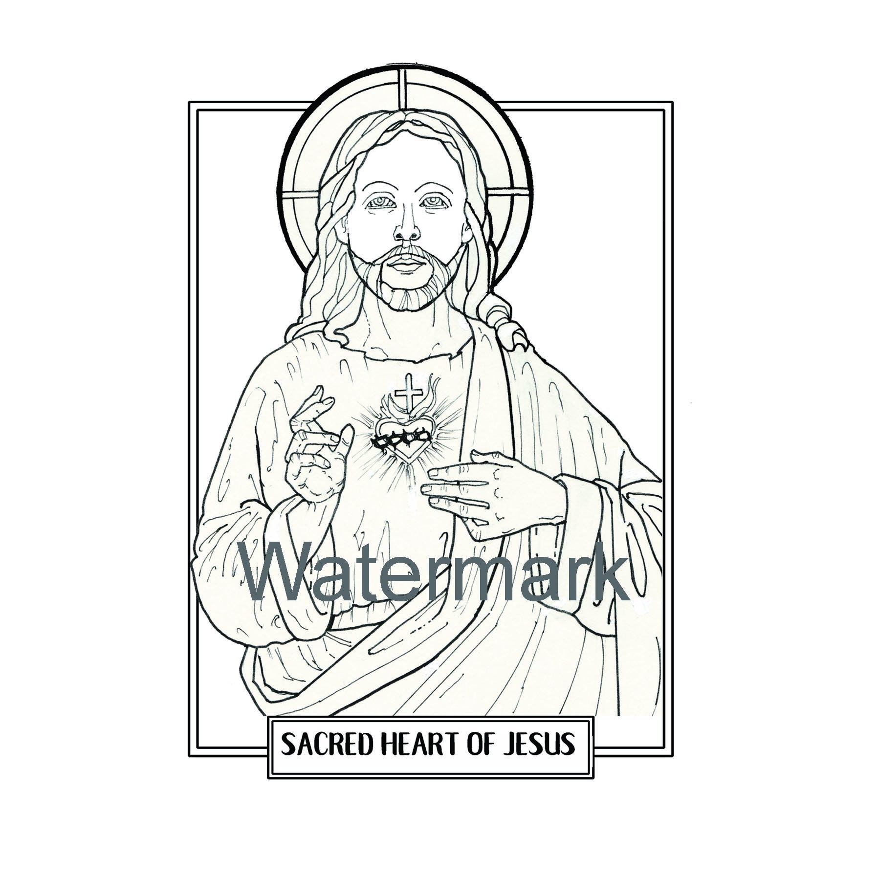 Jesus coloring page sacred heart of jesus coloring page with free jesus print