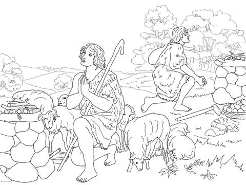 Cain and abel sacrifice to god coloring page free printable coloring pages angel coloring pages cain and abel coloring pages