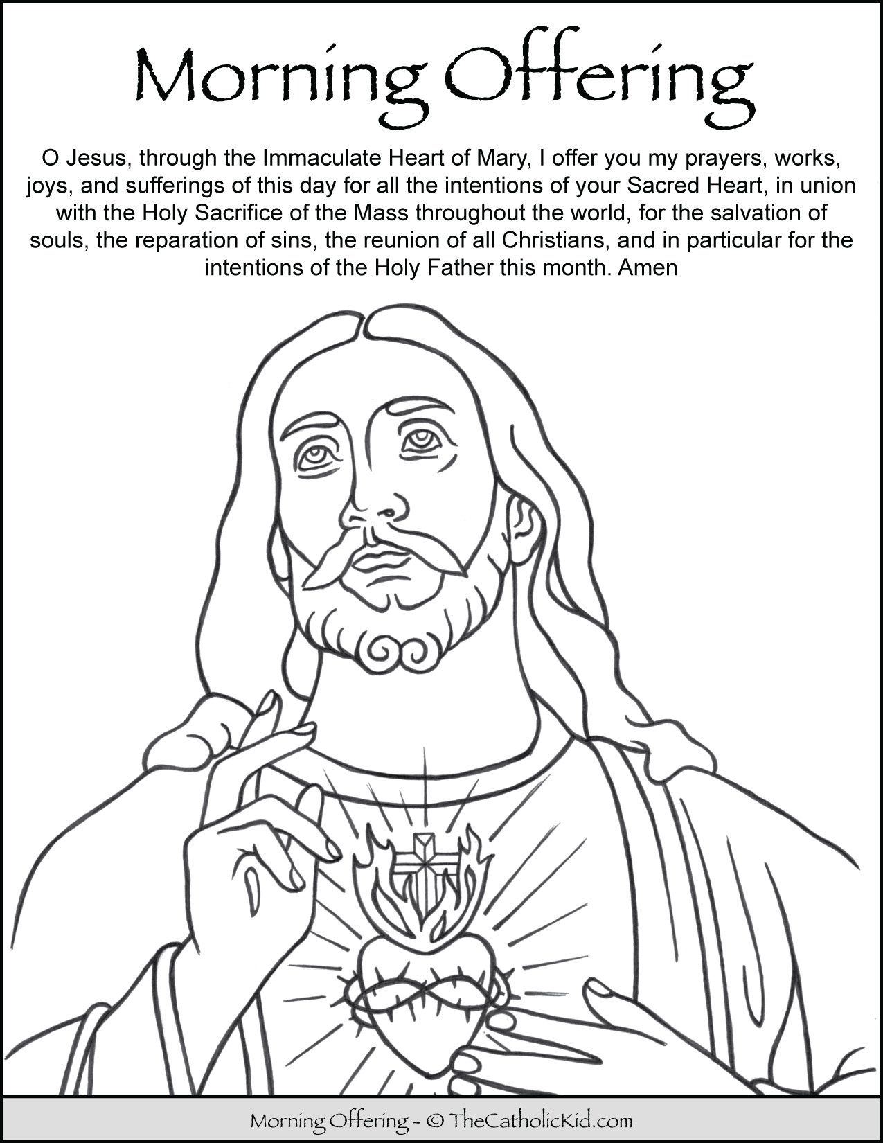 Morning offering prayer for kids coloring page