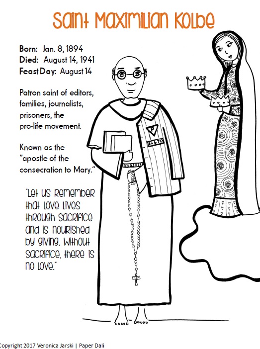 Paper dali free saint maximilian kolbe coloring page downloadable