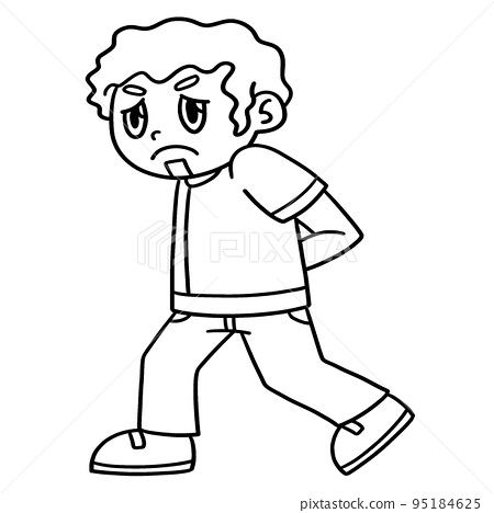 Sad man walking isolated coloring page for kids