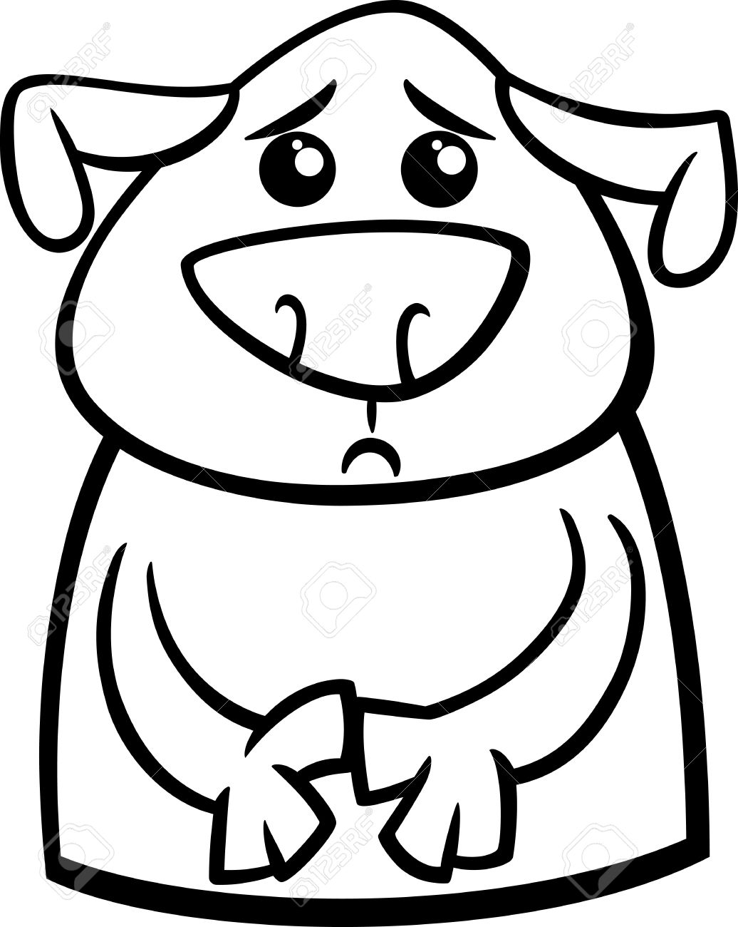 Black and white cartoon illustration of funny dog expressing sad mood or emotion for coloring book royalty free svg cliparts vectors and stock illustration image