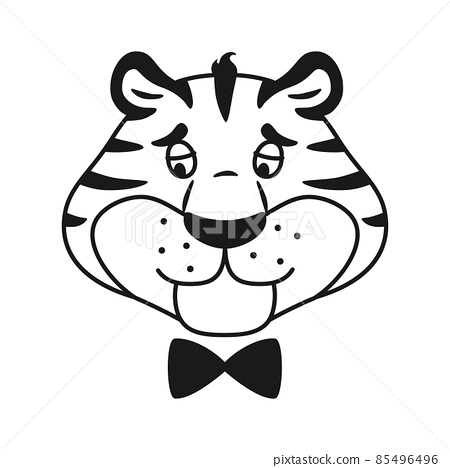 Black and white outline upset striped tiger