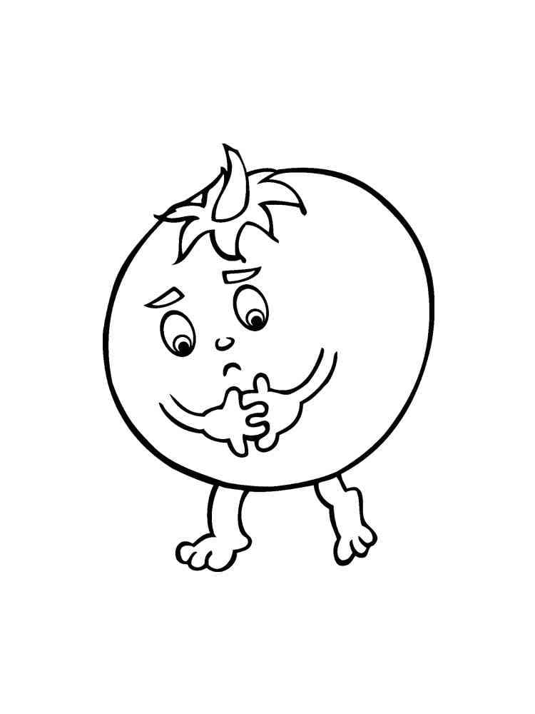 Sad tomato coloring page