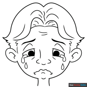 Crying face coloring page easy drawing guides